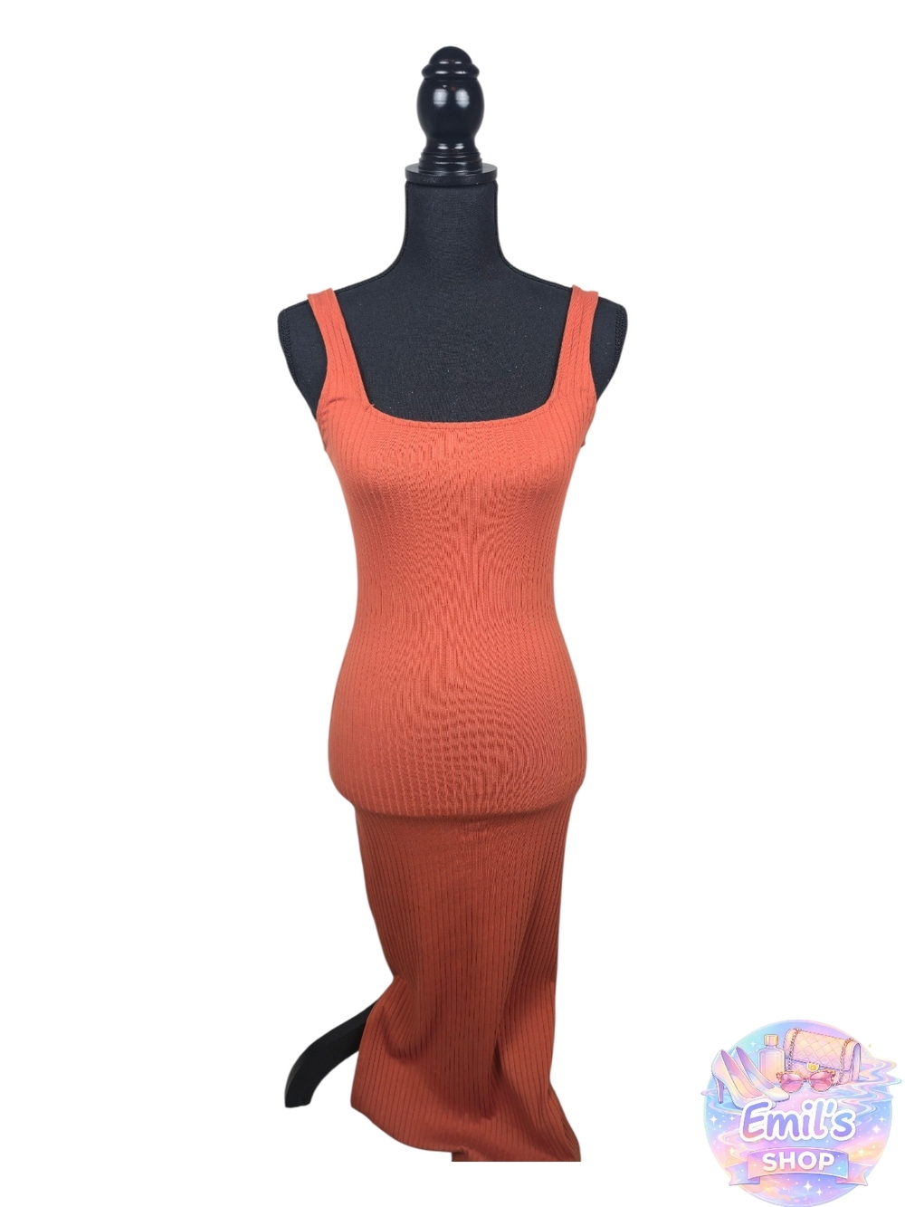 Wild Fable Ribbed Tank Maxi Dress in Burnt Orange